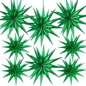 lot 37984 image: 8 Pcs Star Balloons, Huge Green Explosion Star Aluminum Foil Spike Balloons for Birthday, Baby Shower, Jungle party, Fiesta Party Decorations Supplies