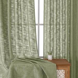 lot 40037 image: Simplebrand Sage Green Light Filtering Semi Sheer Curtains 96 Inches Long 2 Panels for Living Room, Faux Linen Textured Elegant Style Soft Fabric Back Tab Farmhouse Curtains Sheer, 52 x 96 Inch