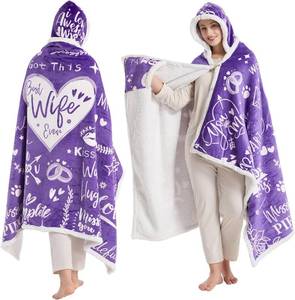 lot 40039 image: Best Wife Ever Wearable Blanket Hoodie, Valentines Day Gifts for Her Wife Women From Husband, Mothers Day Birthday Anniversary Day Gift Ideas, Throw Blanket for Women Shawl Wraps Poncho Robe, Violet