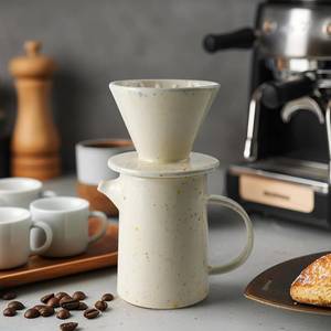 lot 40048 image: DIF DECO Pour Over Coffee Maker Set,Ceramic Pour Over Coffee Dripper Set with 20 Count Paper Coffee Filters,for Home Caf  Restaurant Camping,15.8 Ounces(Multi-Color Dot)