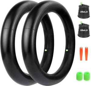 lot 40145 image: Heavy Duty 2-Pack 20x4 Inner Tube Set for Mountain Bikes E-Bikes, 20 x 4.0 Fat Tire Tube with Thick Butyl Rubber Schrader Valve for Durable & Reliable Performance, Glow-in-the-Dark Valve Caps 2 Levers