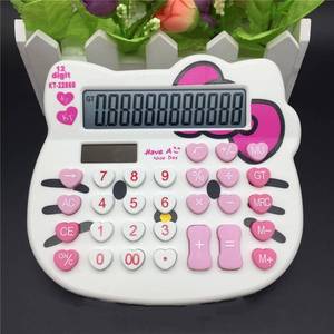 lot 40147 image: Hello Kitty Calculator,Xinyu Lighting Creative Cute Solar Calculator,12-bit Large LCD Screen, Suitable for Adults and Children Solar and Battery Powered (White)