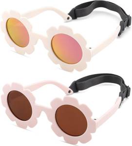 lot 40158 image: Flexible Bendable Baby Polarized Flower Sunglasses with Strap for Newborn Infant Boys Girls Age 0-24 Months