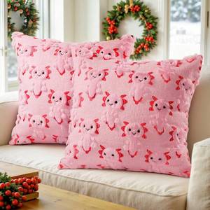 lot 40221 image: eowvsio 2PCS Christmas Axolotl Throw Pillow Covers 18x18 inch,Christmas Decor Soft Plush Faux Fur Wool Couch Cushion Case for Chair Sofa Bedroom Living Room