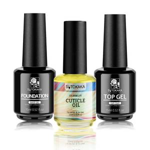 lot 40226 image: SUTOKAKA 3Pcs 15ml Base Top Coat Set with Cuticle Oil Soak-Off UV Cured Glossy Top Gel Base Coat No Wipe Combination Fast Air Dry Nail Care Nutritive Oil for Manicure Pedicure Nail Supplies