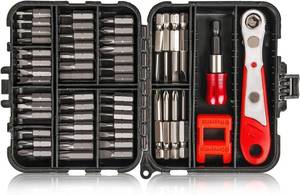 lot 40245 image: 53-Piece Screwdriver Bit Set, LATTOOK Right Angle Low Profile 90 Degree Offset Screwdriver Mini Ratchet Set for Tight Narrow Space