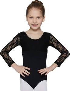 lot 40247 image: MdnMd Girls Ballet Dance Neck Lace Leotard for Toddler Gymnastic with Bow Back Cap Sleeve Size 2T3T