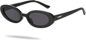 lot 40262 image: Kursan Retro Small Oval Sunglasses for Women with Thin Face Narrow Style (Bright BlackBlack)