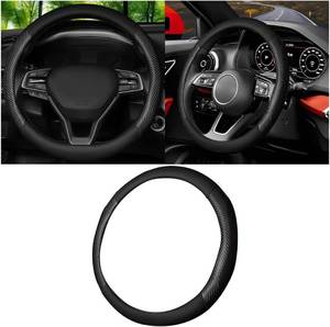 lot 40276 image: Car Steering Wheel Cover, Carbon Fiber Leather Breathable Vehicle Wheel Protector, Anti Slip 15 Inch Automotive Interior Accessories, Universal for 15 Inch SUV, Sedan, Truck (Black)