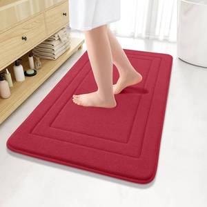 lot 40278 image: Arotive Memory Foam Bathroom Rug Mat 36x24, Ultra Soft and Absorbent Bath Mat, Machine Wash Dry, Comfortable Bath Rug Carpet for Bathroom Floor, Tub and Shower, Red