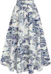 lot 40281 image: GORGLITTER Womens Vintage Graphic Long Flowy Skirt Elegant Boho High Waisted A Line Beach Vacation Maxi Skirt SIZE M