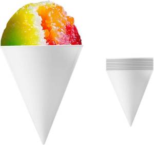 lot 40283 image: Lyreh 8 Pcs Reusable Snow Cone Cups, 4.1x3.1in White Plastic Shaved Ice Cups for Slushies Shaved Ice Syrup Juice Compatible with Nostalgia & Cuisinart Snow Cone Machine
