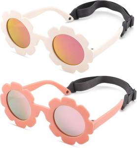 lot 40284 image: Flexible Bendable Baby Polarized Flower Sunglasses with Strap for Newborn Infant Boys Girls Age 0-24 Months