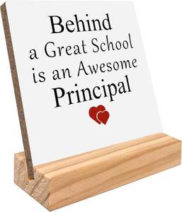lot 41506 image: Kunlisa Principal Gifts Wood Plaque Sign,Assistant Principal Office Decor, Behind a Great School is an Awesome Principal Wood Plaque Sign COLOR IS BLACK