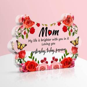 lot 41538 image: Personalized Gift for Mom from Daughter Son, Magnetic Acrylic Photo Frame Plaque, Mothers Day Christmas Birthday Keepsake, Desktop Display Ornament Portrait Display 6.18x4.13x0.79 Inches