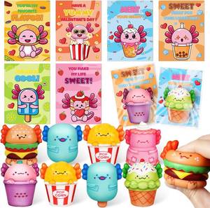 lot 41587 image: OCHIDO 24 Pack Valentines Day Cards for Kids with Axolotl Slow Rising Squeeze Toys, Valentines Day Exchange Gifts for Kids, Valentines Party Favors for School Classroom Prize