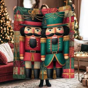 lot 41593 image: Nutcracker Throw Blanket, Christmas Festive Gift Christmas Tree Red Flannel Blanket Soft Lightweight Decorative for Couch Sofa Bed Lap Office Chair Recliner 40x50 Inch