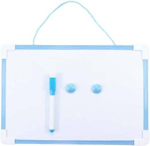 lot 41670 image: Whiteboard Small White Board A3 Dry Wipe White Boards Magnets for Wall Message Board Magnetic Double Sided Erasable Writing (Blue)