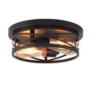 lot 4307 image: CAFULAM Black Flush Mount Ceiling Light,Hallway Light Ceiling Mount,Industrial Vintage Metal Cage Close to Ceiling Lights for Kitchen,Farmhouse,Bedroom - Retail $22