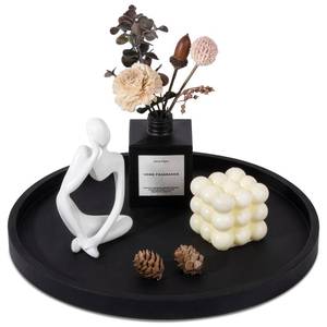 lot 4308 image: Silicone Bathroom Tray Round Vanity Tray Decorative Soap Holder Kitchen Countertop Organizer Coffee Table Decor for Candle, Perfume, Plant, 12 Inch, Black - Retail $19