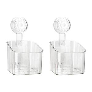 lot 4309 image: DIBALIYI 2 Pcs Shower Caddy, Clear Suction Cup Wall Caddy, No Drilling Acrylic Storage Rack, Multifunctional Shower Shelves for Bathroom Kitchen Hotel (Small) - Retail $10