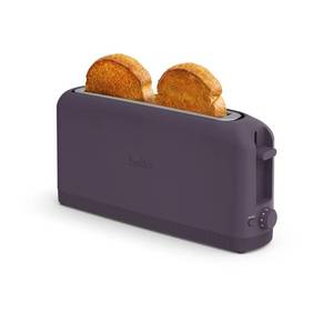 lot 4313 image: bella 2 Slice Slim Toaster, Fits-anywhere Kitchenware, 6 Setting Shade Control with Reheat & Cancel Buttons, Fits sourdough, 10 Long Slot, Anti Jam & Auto Shutoff, 900 Watt, Plum - Retail $25