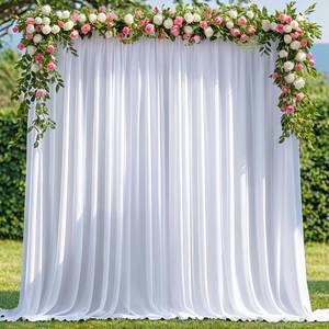 lot 4325 image: Aseem 10x8FT White Backdrop Curtains for Parties, Polyester Photo Fabric Curtain Backdrop Drapes for Birthday Wedding Party Decor Background Photography with Rod Pocket, 5x8FT, 2 Panels - Retail $22