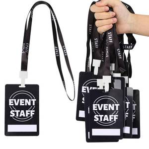 lot 4345 image: 30 Sets Event Staff Lanyards, with Staff Pass writable Staff PVC Cards Black Lanyards Backstage Pass for Music Party, Conference, School, Party Event, Office Supplies - Retail $19