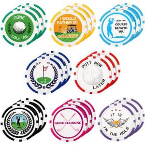 lot 4346 image: Sosation 24 Pcs Personalized Golf Ball Marker Funny Poker Chip Ball Marker Set 1.57 Inches Poker Chip Collection for Men Womens Golf Accessories, 8 Styles(Interesting) - Retail $18