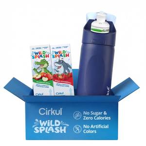 lot 4354 image: Cirkul 16oz Midnight Blue StrawSip Flip Stainless Steel Water Bottle - Double Walled Vacuum Insulated Bottle For Kids and Teens with Flavor Cartridge Included, No Sugar, Zero Calories (Caffeine Free) - Retail $28