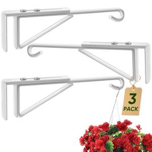 lot 4364 image: HiGift 3 Pcs Adjustable Vinyl Fence Hooks for Hanging Plants, Plant Hangers in 0.8-3 Inch Width, Heavy Duty Vinyl Fence Plant Hangers for Indoor & Outdoor Hanging Plants Bird Feeders Lights Basket - Retail $23