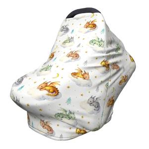 lot 4368 image: Cute Dragon Car Seat Covers Baby Multi-Use Car Seat Canopy Carrier Cover, Breathable Breastfeeding Cover Boys & Girls - Retail $13