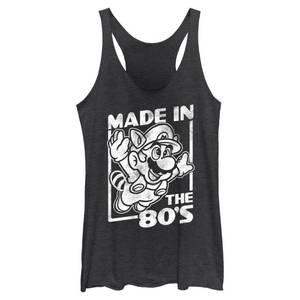 lot 4371 image: Nintendo Made in The 80S Womens Racerback Tank Top Black Heather - Retail $24