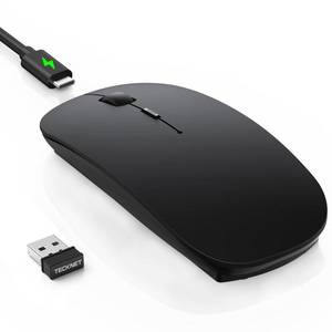 lot 4383 image: TECKNET Bluetooth Wireless Mouse for Laptop, Rechargeable Silent Computer Mouse (Bluetooth 5.23.0 & 2.4G), Ultra-Thin, 6-Level Adjustable 4800 DPI Bluetooth Mouse for Mac OS, iPad, Windows, Android - Retail $17