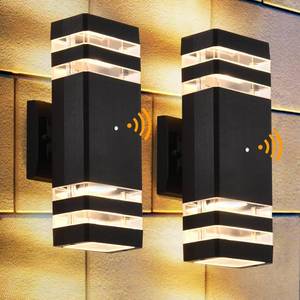 lot 4397 image: DASTOR Dusk to Dawn Outdoor Wall Lights 2 Pack, 3000K Warm White Exterior Lighting Fixtures, Up and Down Porch Lights Outdoor Wall, Waterproof Outside Lights for House Garage Patio - Retail $60