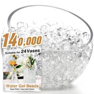 lot 4404 image: NOTCHIS 140,000 Clear Water Gel Beads for Vases, Transparent Water Gel Beads for Vase Filler, Candles, Wedding Centerpiece Floral Decorations - Retail $14