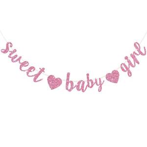lot 4406 image: BEISHIDA Pink Glitter Girl Baby Banner,NO DIY, Pre-Strung Baby Gender Party Banner For Girls, Girls Shower Decorations,First Birthday Sweet party supplies - Retail $8