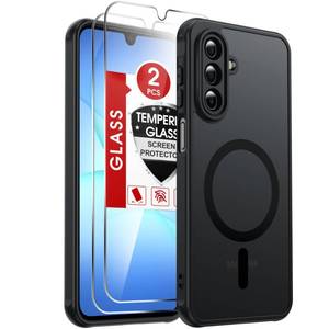 lot 4408 image: LeYi for Samsung Galaxy A17-5G Phone Case Samsung A17 5G Case MagSafe Fit with 2 Packs Screen Protector, Camera Bump Protection Slim Translucent Military Grade para A17 Samsung Phone Case, Black - Retail $10