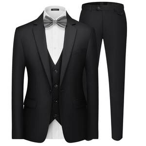 lot 4416 image: MAGE MALE Mens 3 Pieces Suit Elegant Solid One Button Slim Fit Single Breasted Party Blazer Vest Pants Set. Brilliant Black - Retail $63