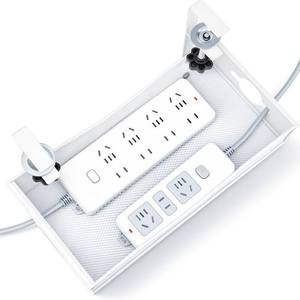 lot 4431 image: Extra Wide Under Desk Cable Management - 7inch No Drill Installation Cable Management Tray, ClampScrew Mount Desk Cable Management, Cable Management Tray for Office, Home((White, XL) - Retail $24