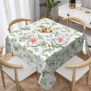 lot 4439 image: Lvhompro Spring Tablecloth 54�54 Inch Square Green Leaf Table Cloth Water-Resistant Spill-Proof Washable Fabric Tablecover for Kitchen Dining Party Picnic Indoor Outdoor - Retail $14