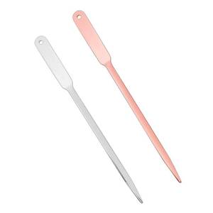 lot 4440 image: WXJ13 2 Pack Letter Openers Stainless Steel Lightweight Hand Envelope Slitter, Silver and Rose Gold - Retail $8