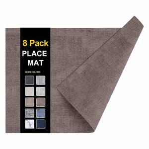 lot 4451 image: homing Faux Leather Heat Resistant Placemats 8 Packs, Waterproof Wipeable Dining PU Place Mats for Indoor & Outdoor, Easy to Clean, Brown - Retail $33