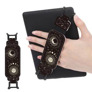 lot 4466 image: Koazava Secure Hand Strap for 6-7.5 Kindle and Tablets, Versatile Lightweight Faux Leather E-Book Grip Holder, Heavy-Duty E-Book Accessories for Reading Lover Gift (Sun and Moon) - Retail $9