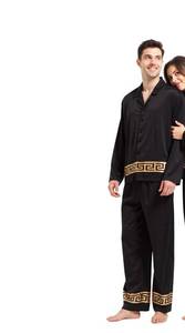lot 4476 image: neilgo Mens Pajamas Set Luxurious Satin Silk Like PJS Black 3XL  - Retail $35