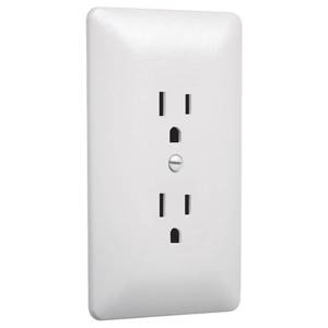 lot 4486 image: TayMac MW2000W Masque 2000 Series 1-Gang Nonmetallic Decorator Style Duplex Cover-Up Wall Plate, White, 5-Pack - Retail $14
