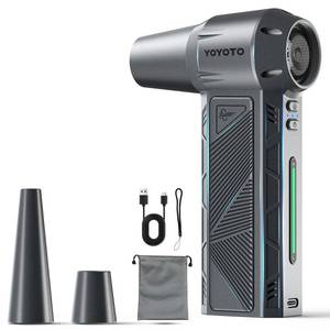 lot 4487 image: Compressed Air Duster, 300000RPM Powerful Electric Air Duster Rechargeable with LED Light and Brushless Motor, 4-Gear Cordless Mini Air Blower for Keyboard, Computers, Car, Outdoors (Silver Gray) - Retail $55