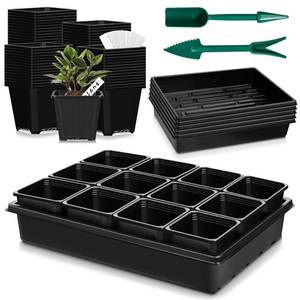 lot 4488 image: mwellewm 5 Pcs Seed Starter Tray, 3.5 Inch (9CM) 60 Pcs Nursery Pots Kit, Thickened Seed Starting Trays Square Seedling Pots for Plants Sturdy Microgreens Growing Trays Reusable Germination Tray - Retail $33