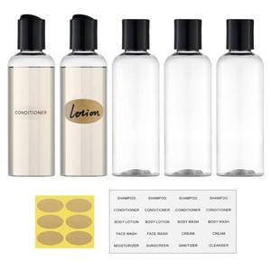 lot 4503 image: owlyee Travel Bottles for Toiletries 3.4 oz TSA Approved - 5 Pack Leak Proof Travel Size Containers, Clear Squeezable Plastic Bottles with Labels for Shampoo Lotion, Flight Cruise Gym Essentials - Retail $7
