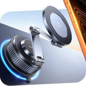 lot 4531 image: 2026 Upgraded 360° Rotation Nano Gel Suction Phone Holder, Foldable Metal Vacuum Magnetic Phone Holder 119LBS Max Suction Tesla model Y3 MagSafe car Phone Mount for iPhone 17 16 Pro Max S26 Ultra - Retail $40
